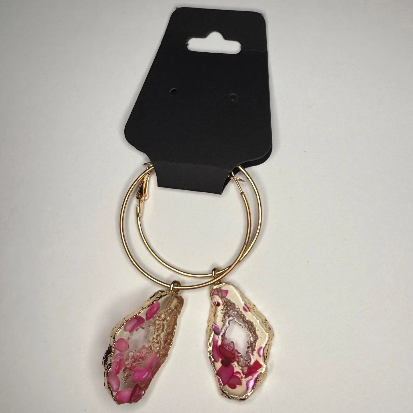 pink geode earrings