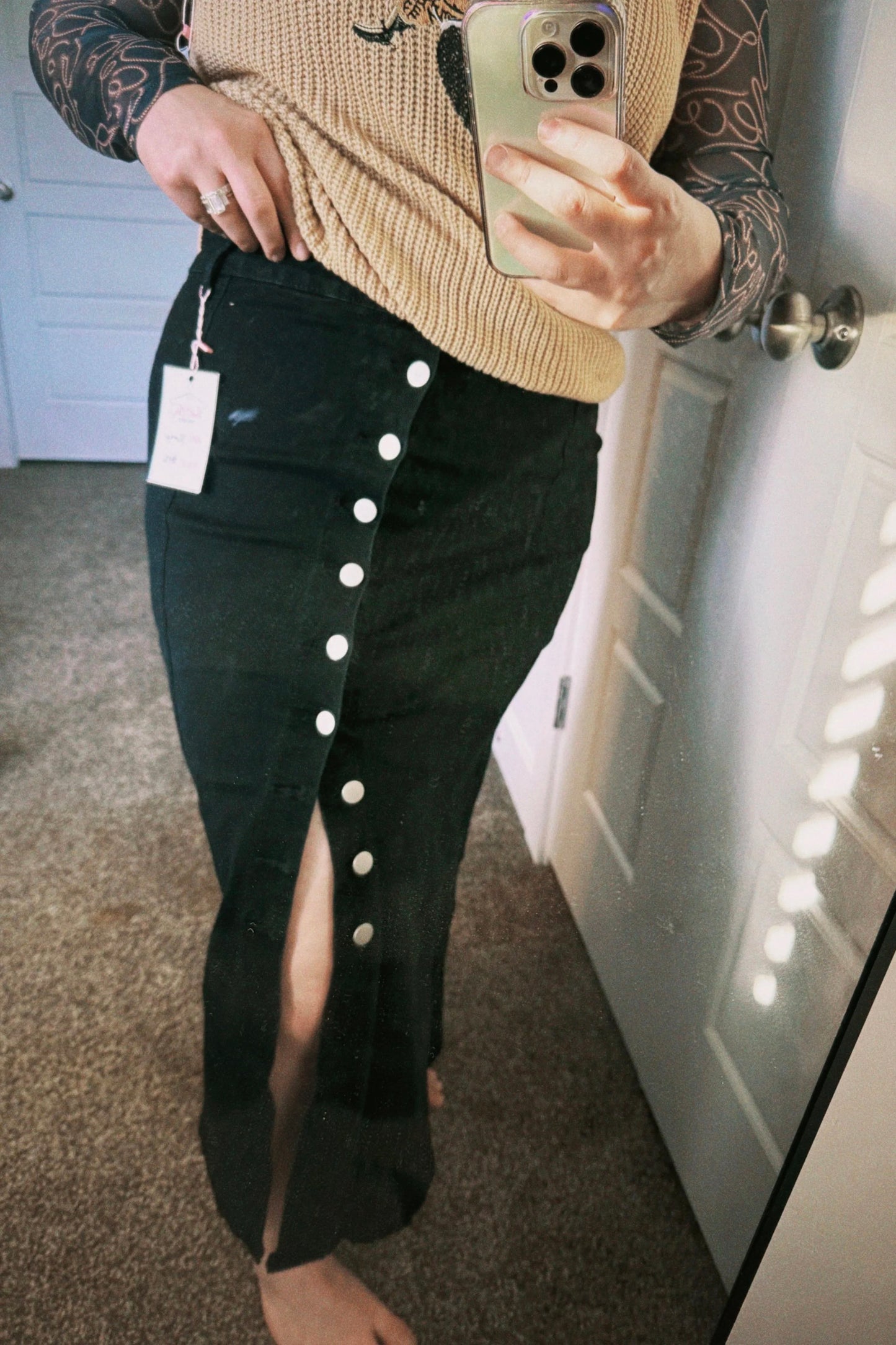 danielle denim button skirt