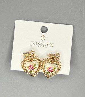 vintage ceramic rose earrings